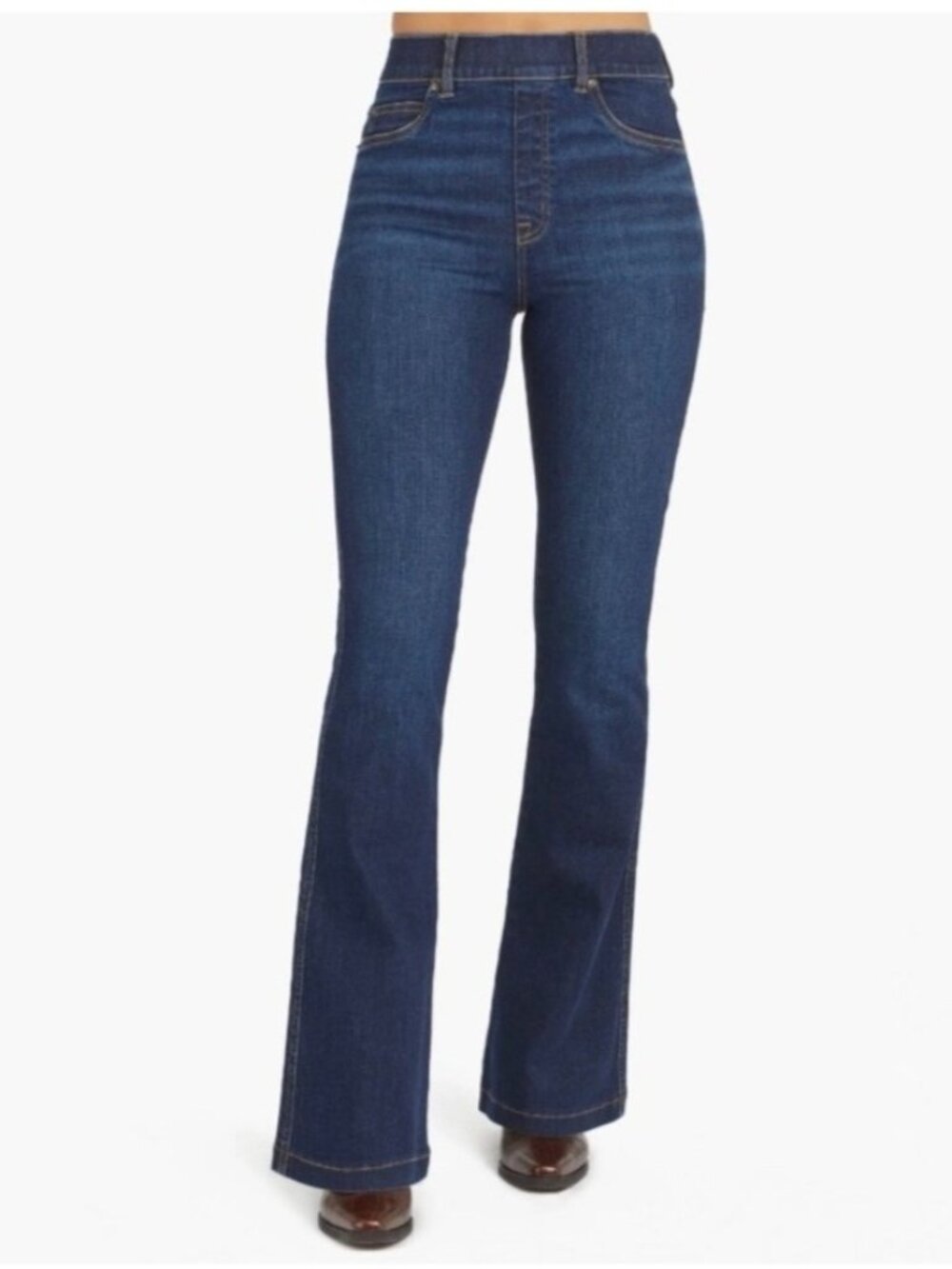 SPANX Women's Pull-On High Rise Flare Leg Jeans 20327R Dark Indigo Blue